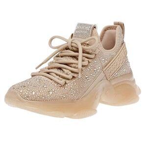 Steve Madden Maxima Blush Multi Rhinestone Fashion Platform Sneakers Size 10 $99